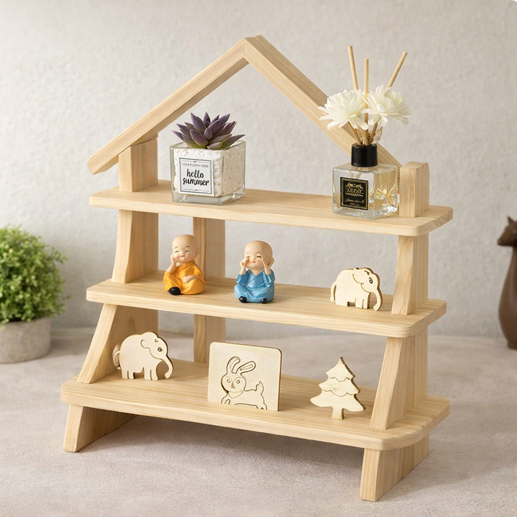 Multi-Layer Wooden Display Shelf
