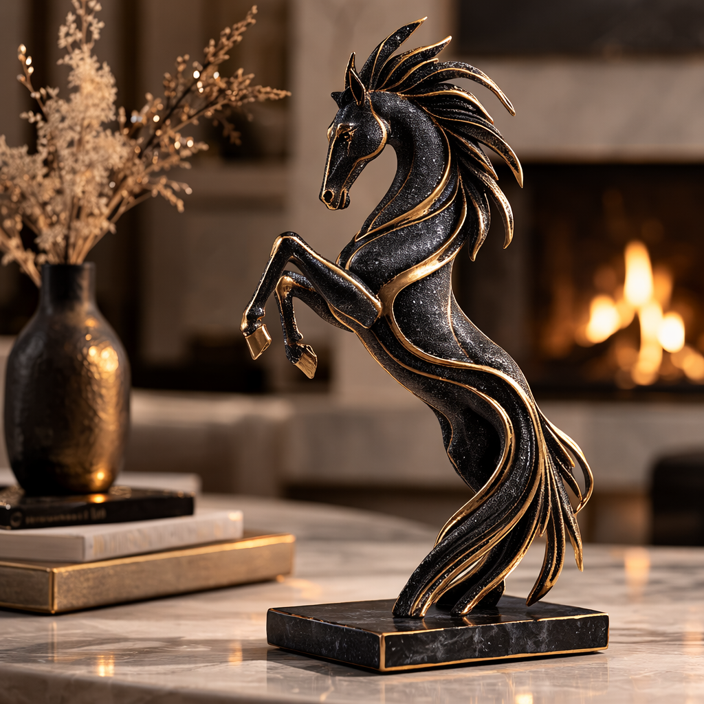 Abstract Rearing Horse Sculpture