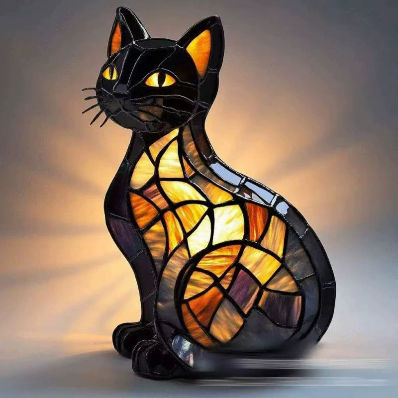 Stained Glass Cat LED Lamp
