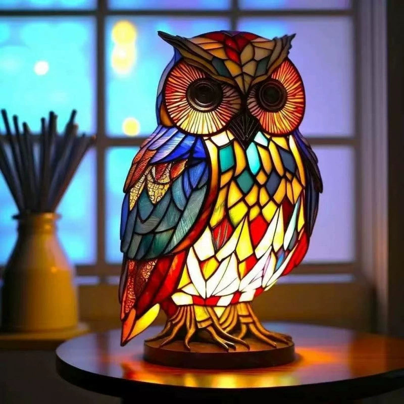 Stained Glass Owl LED Lamp