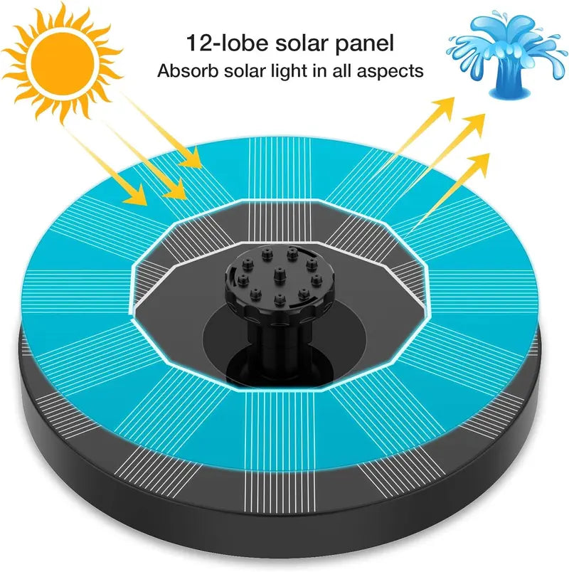 Solar Fountain, Solar Powered Bird Bath Fountain Pump with 4 Nozzles 1.4W Solar Panel Kit Water Pump, Outdoor Watering Submersible Pump for Pond, Pool, Garden, Fish Tank